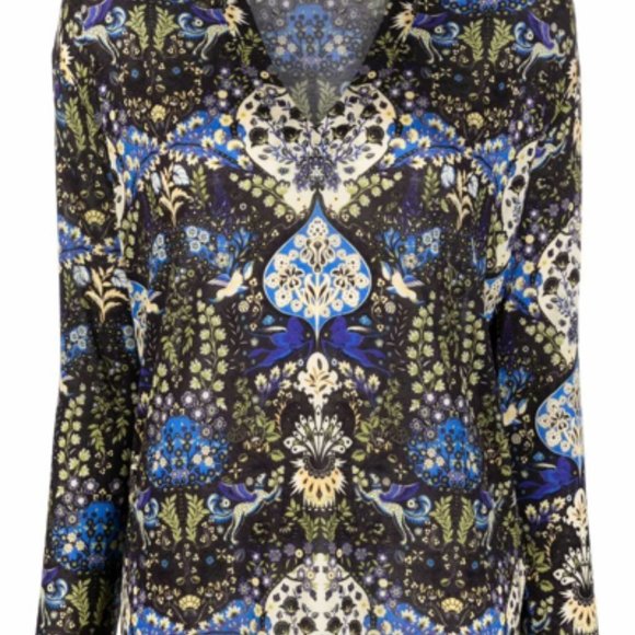 NWT$620 ETRO Artemis Jersey Sweater Black Ornamental-print V-neck jumper 46 / 10 - Picture 7 of 15